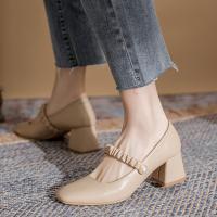 Zapatos Mary Jane elegantes para mujer, tacón medio de bloque grueso, zapatos Mary Jane de Punta cerrada, zapatos de vestir para fiesta de boda informales - details 4