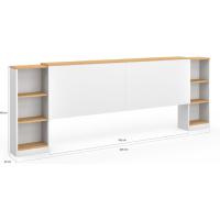 Cabecero extensible con mesita de noche deslizante para cama de 140 y 160 cm, color blanco y madera - details 2