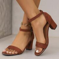 Sandalias de tacón para mujer, novedad de verano 2025, sandalias a la moda cuadradas bajas para mujer, vestido elegante, sandalias de tacón alto, zapatos deslizantes informales para exteriores - details 5