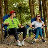 Silla de Camping Alta de 150kg Plegable, Resistente, Silla de Jardín con Bolsillo y Vasos - details 9