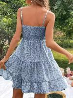 Vestido de verano de hada floral francesa con abanico de hoja de loto altamente sensual - details 10