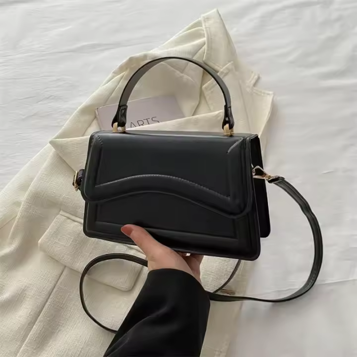 Bolso Cruzado de Cuero PU de Alta Calidad Color Sólido, Bolso Compacto para Mujeres, Bolso Messenger Pequeño - 1