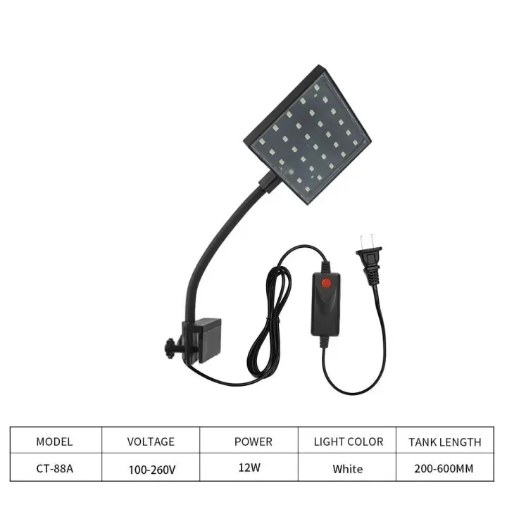 Luz Led de acuario de alto brillo, luz giratoria de ahorro de energía para pecera, enchufe de EE. UU./UE, lámpara de cultivo de plantas acuáticas ajustable, algas - 1