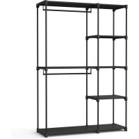 Armario de Ropa, Perchero, Burro Ropa, 124 x 43 x 182 cm, 2 Secciones para Colgar, con Compartimentos, Gran Capacidad, para Dormitorio, Salón, Lavandería, Topo RYG026R02 - details 44