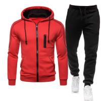 Conjunto deportivo informal para hombre, Sudadera con capucha y pantalones de cintura elástica, 2 piezas - details 2