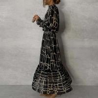 Vestido elegante con estampado plisado y cuello en V para mujer, traje largo de oficina para boda, primavera y verano, A-e, bohemio, 2024 - details 22