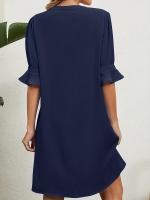 Vestido de Verano 2023 con Cuello en V Suelto y Plejado Manga de 5/4 Moda Femenina de Comercio Transfronterizo Europeo-Americano - details 10