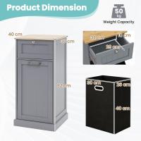 Armario para ropa sucia, cesto de madera para ropa sucia con 1 cajón, armario de suelo con cesta extraíble de lavandería, para baño, lavandería, 40x37x82cm - details 15