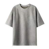 Camiseta Retro de Ante de Manga Corta Ajuste Suelto Vintage para Hombres y Mujeres - details 1