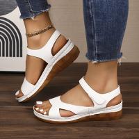 Sandalias de Verano Blancas Casuales Ajustables con Correa de Gancho y Bucle, Tacón de Cuña Grueso, Cubierta PU, Perfectas para Salidas, Compras, Paseos de Playa - details 2