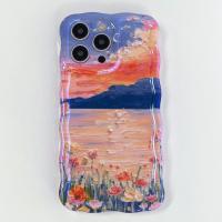 Funda de iPhone 15 Pro Max Pintura al Óleo de Luz Azul Arco Iris Flor Mariposa - details 30