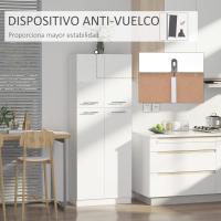 Armario alto de 2 puertas, mueble auxiliar de almacenamiento multifuncional con 5 estantes y estantes ajustables, moderno para salón, dormitorio, cocina, 59x31x155 cm, blanco. - details 3