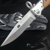 Cuchillo De Sobrevivencia AK-47 Para Caza Al Aire Libre Hoja De Acero 440C Mango De Madera Coloreada Con Funda EDC Táctico De Hoja Plegable - details 1