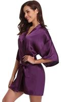Bata de satén para mujer, lencería íntima, ropa de dormir sedosa, regalo de boda nupcial, bata de baño tipo kimono informal, camisón Sexy - details 29