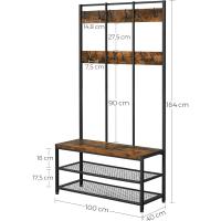 Perchero Grande Industrial Mueble de Entrada con 12 Ganchos y Banco para Zapatos - details 4