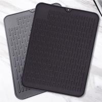 Alfombrilla de silicona para secado de platos, alfombrilla antideslizante para secado de platos, resistente al calor, color negro, 1 piezas - details 2