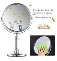 Espejo de tocador giratorio de 180° con base independiente, espejo bidireccional, vista regular y aumento de 3x - details 4