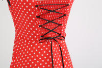 Vintage Women Summer Polka Dot Print Halter Party Dresses - details 20