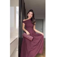 BUNO-Vestido plisado verde elegante para mujer, vestidos largos de retazos de manga corta con cuello redondo a la moda, ropa de calle informal para oficina para mujer 2025. - details 3