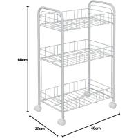 Servicio de cocina, almacenamiento, 2 estantes, 1 cesta de almacenamiento, con ruedas, cocina, sala de estar - Kitchen Wagon CW-005 - Marrón - details 27