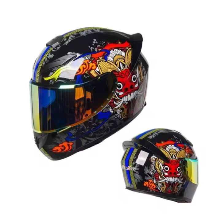 Casco completo de motocicleta Retro para hombre y mujer, protector de coche eléctrico, personalidad de verano, cuatro estaciones - 1