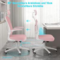 Silla de Escritorio Ergonómica con Reposacabezas Ajustable y Soporte Lumbar, Respaldo de Malla Transpirable, Reposabrazos Abatibles de 90 ° , Silla Giratoria de 360 ° - details 83