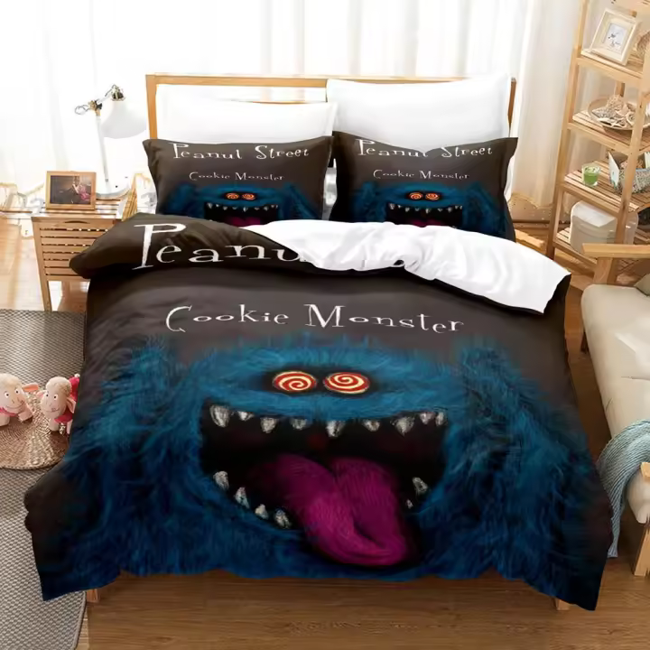 Conjunto de Ropa de Cama de Monstruo de Peluche Tamaño de Cama Único, Doble, Rey, y Reina - 1