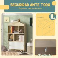 Estante de Madera para Niños 4 Compartimentos Diseño Abierto y Cajón Ideal para Habitación y Sala de Juegos Blanco y Natural - details 2