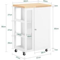Carrito Auxiliar de Cocina Tres estantes y una Puerta 60x40x90cm Blanco FKW75-WN ES - details 3
