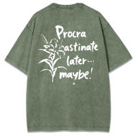 Procra Astinate Later Maybe Print-camisetas lavadas para mujer, camisetas informales de verano, Top deportivo de manga corta suave y cómodo a la moda - details 42