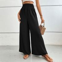 Pantalones de pierna ancha de tiro medio lisos a la moda para mujer, pantalones sueltos de verano para mujer, nuevos en pantalones cómodos - details 3