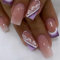 24PCS Uñas Postizas De Dedo Largo En Forma De Coffin Color Rosa Gradiente Para Verano Uñas Postizas De Fiesta Y Ocasión Especial - details 20