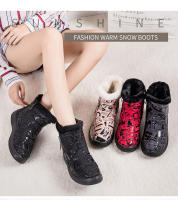 Botas de nieve con doble cremallera para mujer, botas cortas de invierno de barril corto de gran tamaño con botas de algodón - details 0