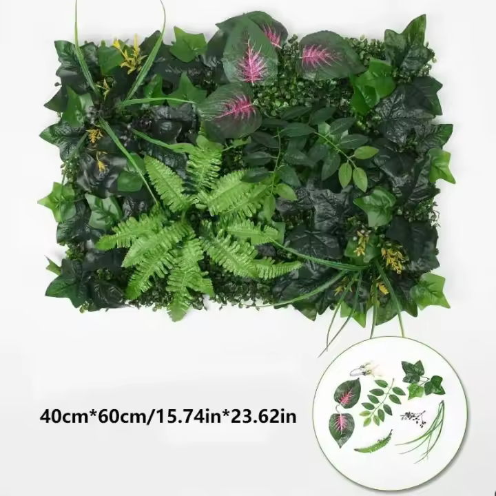 Decoración artificial nacional y de la selva del hogar, plantas falsas, césped colgante, panel de pared verde, valla de jardín, 60x40cm - 1