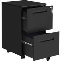 Gabinete de Archivos Móvil, con 2 Cajones, Cierre, para Documentos de Oficina, Carpetas Suspendidas, Premontado, 39 x 50 x 69,5 cm (Largo x Ancho x Alto), Negro Mate OFC52BK - details 6