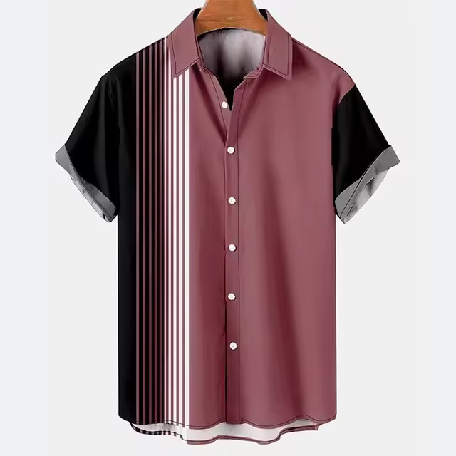 Camisas de hombre Camisa a rayas Camisas de manga corta - 1
