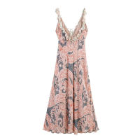 🧡 🧡 🧡 Vestido plisado de manga corta con cuello en V - details 1