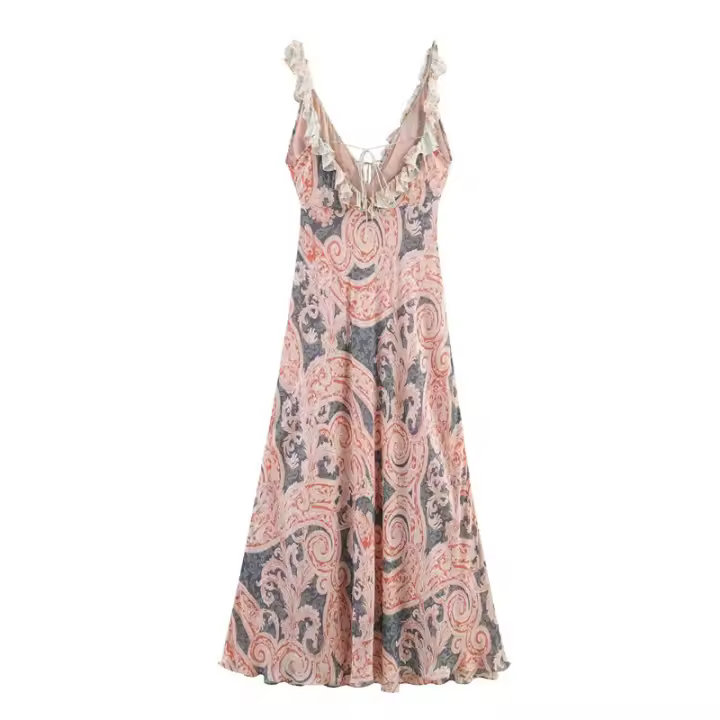 🧡 🧡 🧡 Vestido plisado de manga corta con cuello en V - 1