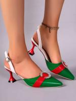 Tacones novedad de verano estilo bloque de Color moda versátil Baotou fino puntiagudo boca poco profunda hueco Sandalias de tacón alto para mujer - details 2