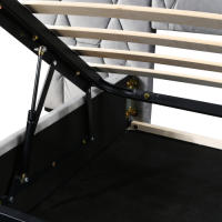 Elegante Armario de Cama de Terciopelo 180x200 Con Espalda Grande Sistema de Almacenamiento Hidráulico Marca Clásica Gris - details 6