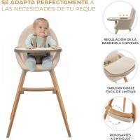 bebé 2 en 1, Silla Infantil, Trona portatil, Patas de Madera, Bandeja Ajustable, Fácil de limpiar, para niños, Beige - details 3