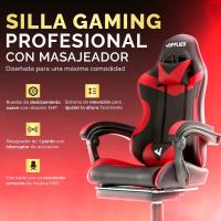 Silla de Juegos Profesional con Masajeador Ergonómica de Oficina con Altura Ajustable y Respaldar Rebotable - details 9