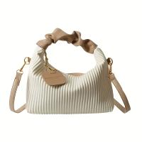 Bolso Cruzado Small de Rayas Verticales Cinturón Ajustable, Cierre de Cremallera, Ligero de Poliéster, Perfecto para Compras, Citas, Trabajo, Viajes Disponible en Blanco, Negro, Verde - details 0