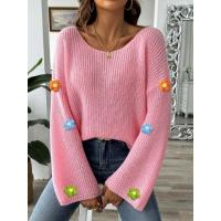 Suéteres de punto para mujer de otoño, jerséis informales con cuello redondo, tops de punto - details 3