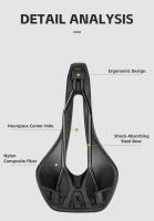 Asiento de Bicicleta Profesional WEST BIKING Ultraligero Hueco de Cuero Suave para Carreras de Bicicletas de Montaña y Carretera - details 30