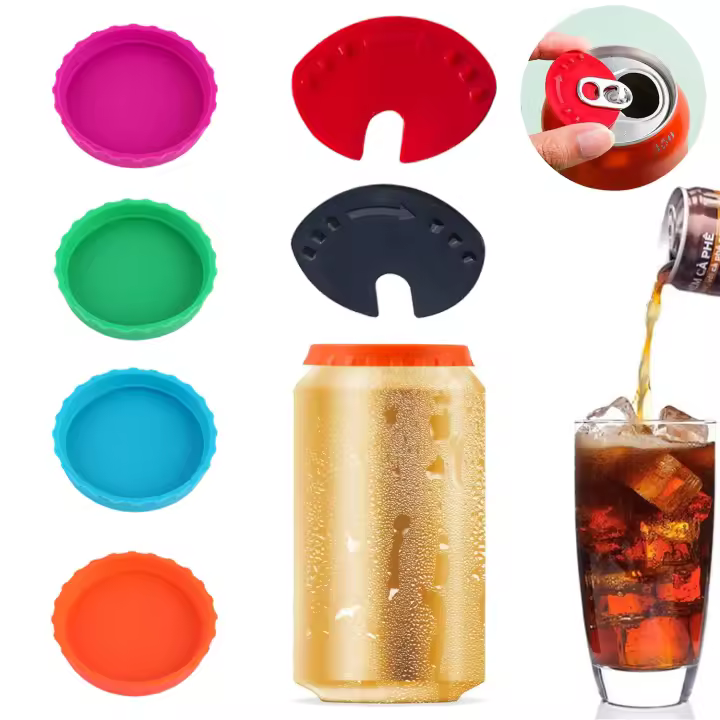 Tapas protectoras de silicona para latas de bebé, paquete de 6 tapas para bebidas frescas - 1