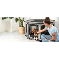 Corral para perros Lionto en tela Oxford, malla transpirable, con bolsillo lateral con cremallera, estructura de tubo de PVC, jaula octogonal para perros - details 0