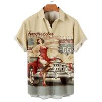 Camisas para hombres 3d Vintage moda Vio Rocker impreso Rockabilly camisa hawaiana Tops de manga corta ropa de calle al aire libre - details 4