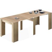 Extensible, Mesa para Salón, recibidor o Cocina, Acabado en Roble Canadiense, Medidas - details 0