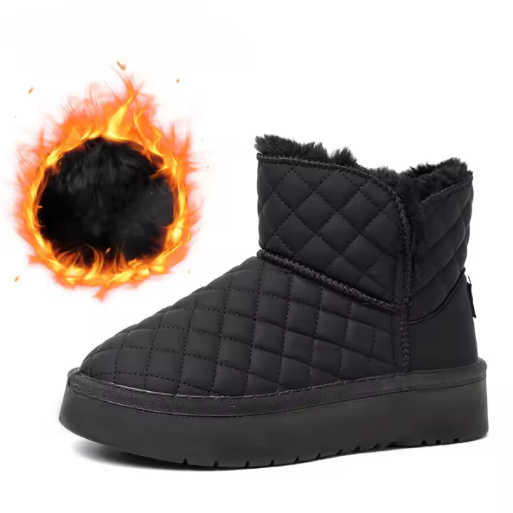 Botas de nieve de lana, zapatos de algodón grueso, a la moda, versátiles, cálidas, con suela gruesa y corta. - 1